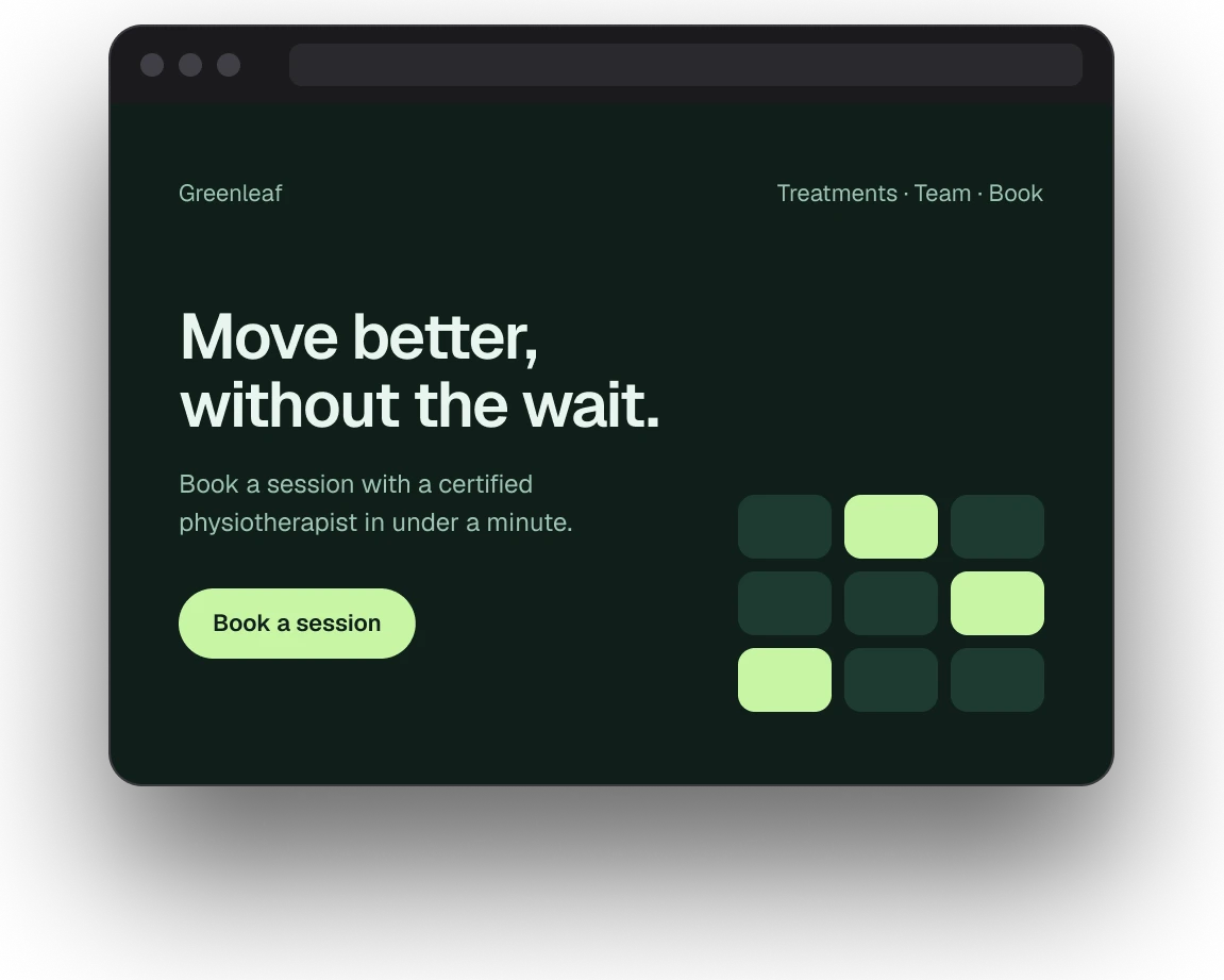 Greenleaf Clinic booking website homepage